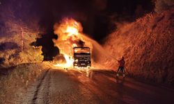 Havran Çakırca'daki kamyon yangını korkuttu