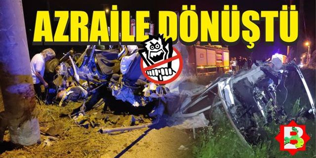 Yoldan çıktı, karşı şeride geçti, direğe çarptı: 1 ölü, 2 yaralı