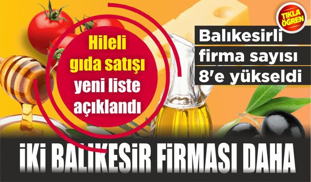 Taklit ve tağşişte yeni liste açıklandı, Balıkesir'den 2 firma daha