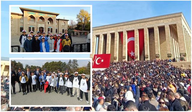 Altıeylül Belediyesporlu minikler Ata'nın huzurunda