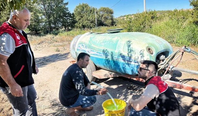 Kepsut’ta şeftali ve badem bahçelerinde yeni uygulama