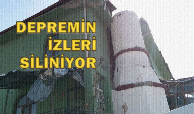 Sındırgı'da hasarlı minare güvenli şekilde yıkıldı