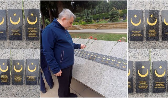 Bakü'deki Balıkesirli şehitler için Fatiha okudu