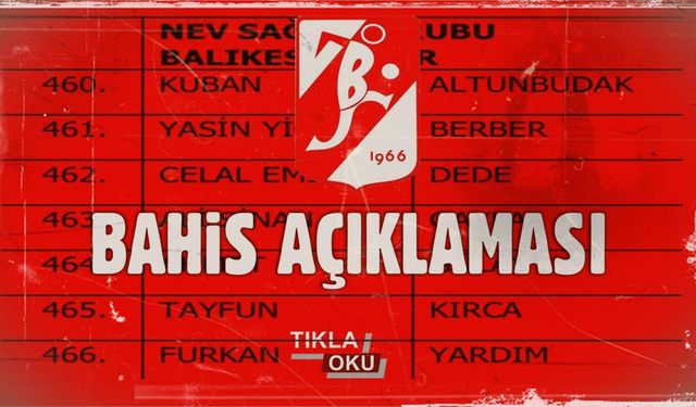 Balıkesirspor Kulübü'nden bahis açıklaması
