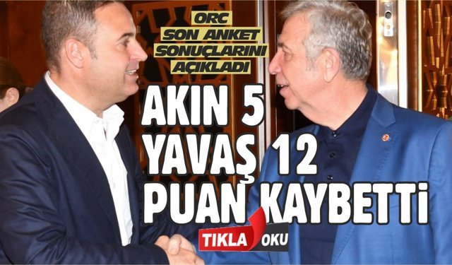 Yavaş %12 puan düştü, Akın da geriledi.. Kim Kazanır?