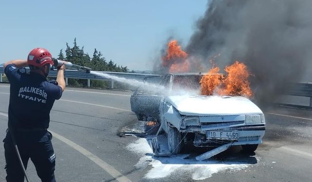 Pamukçu’da Kaza Sonrası Yangın: Yol Trafiğe Kapandı