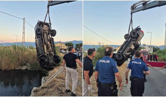 Edremit'te feci kaza: Dereye uçan araçta 2 ölü, 1 yaralı