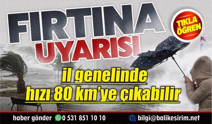 Balıkesir için sarı kodlu Kuvvetli Fırtına Uyarısı!