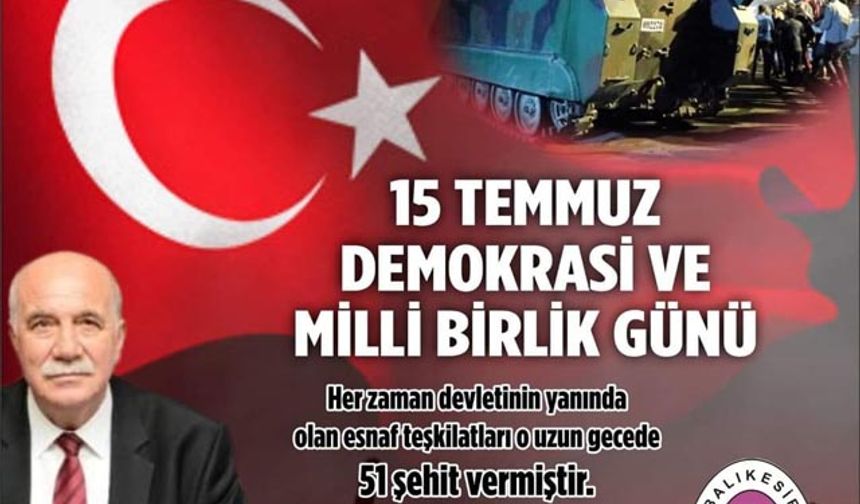 FEHMİ ERDEM 
Balıkesir Esnaf ve Sanatkarları Odaları Birliği Başkanı