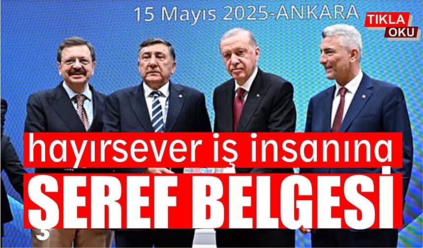 Balıkesir'in abisine Cumhurbaşkanından Şeref Belgesi
