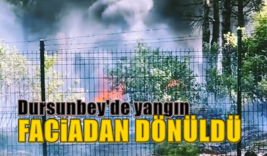 Dursunbey'de okul arazisinde çıkan yangın korkuttu