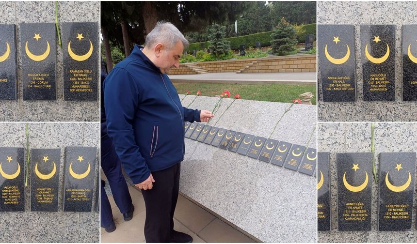Bakü'deki Balıkesirli şehitler için Fatiha okudu