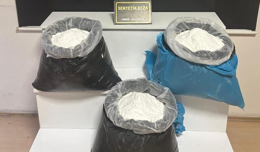 Balıkesir'de 72 kilo sentetik ecza ele geçirildi