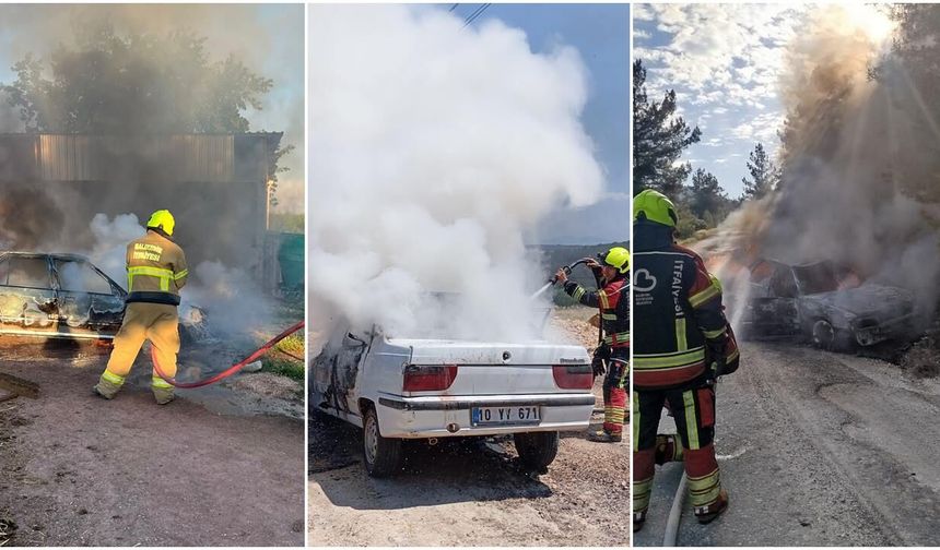 Bugün Balıkesir'de üç ayrı noktada 3 araç yangını