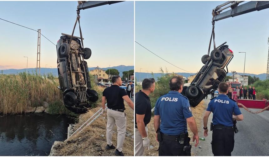 Edremit'te feci kaza: Dereye uçan araçta 2 ölü, 1 yaralı